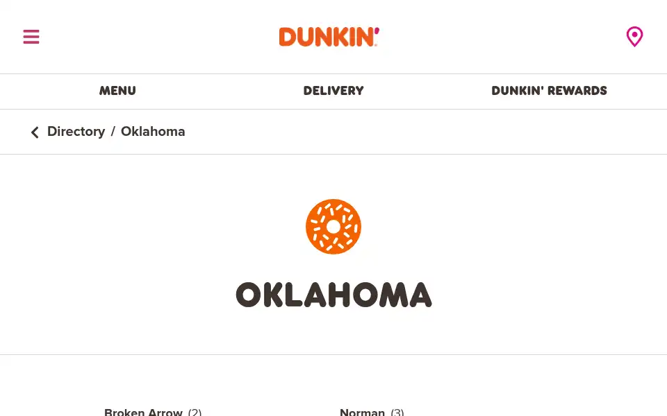 Screenshot of locations.dunkindonuts.com