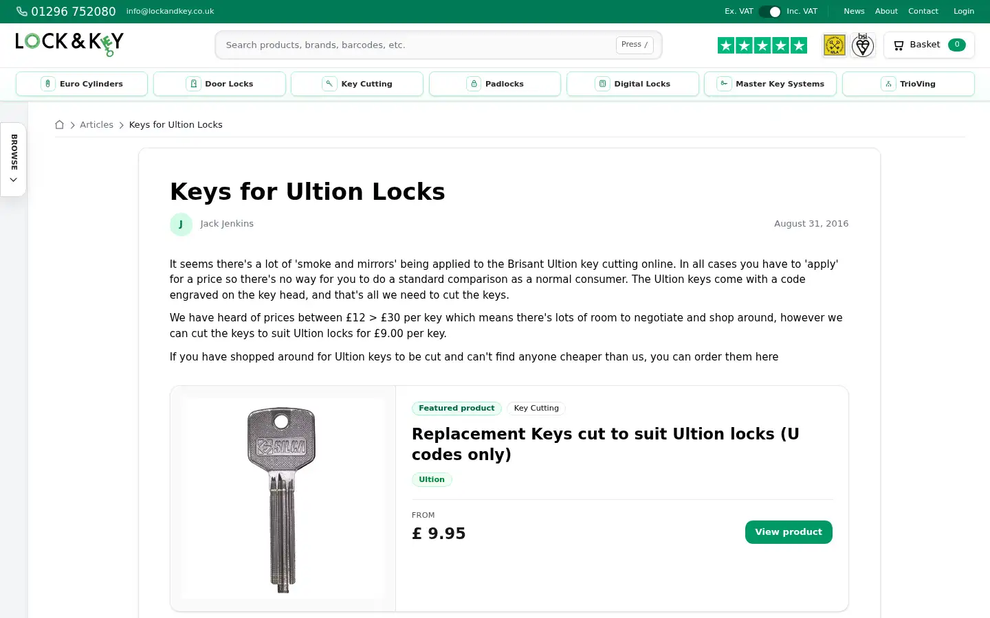 Screenshot of lockandkey.co.uk