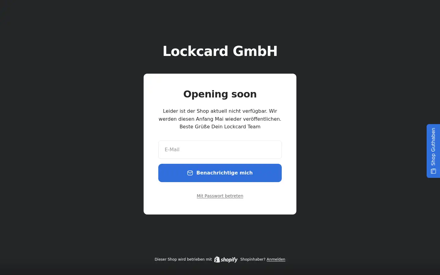 Screenshot of lockcard.de