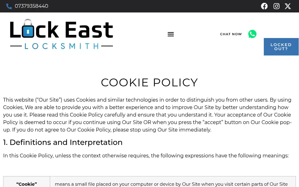 Screenshot of lockeast.co.uk