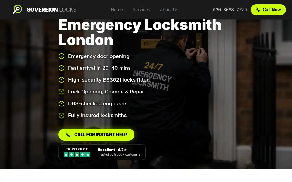 Screenshot of locksmithlondon247.co.uk