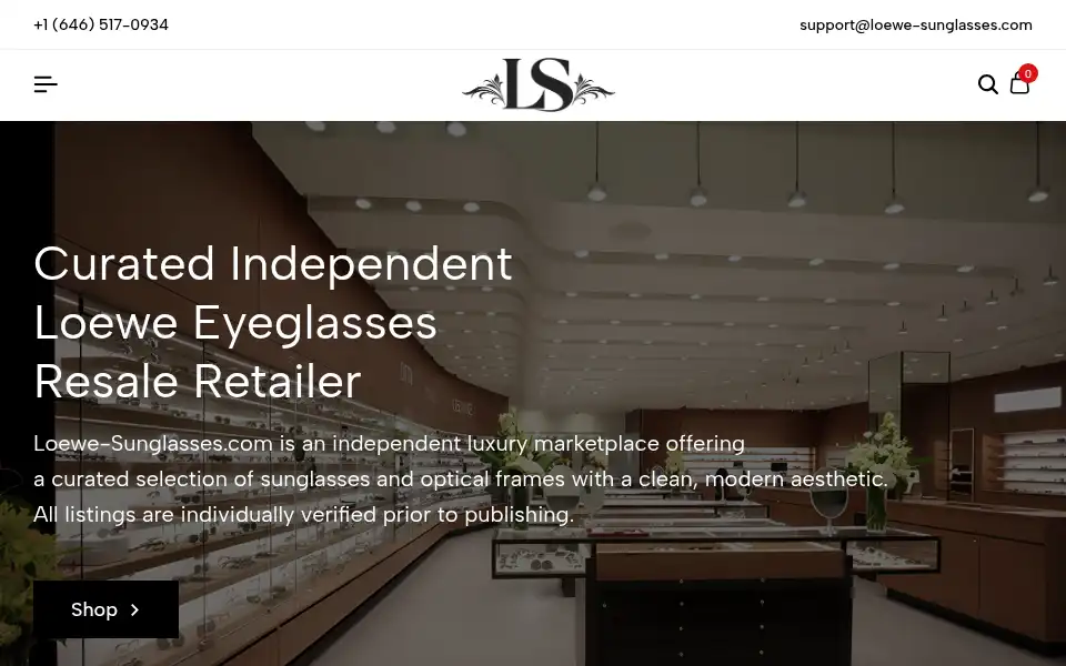 Screenshot of loewe-sunglasses.com