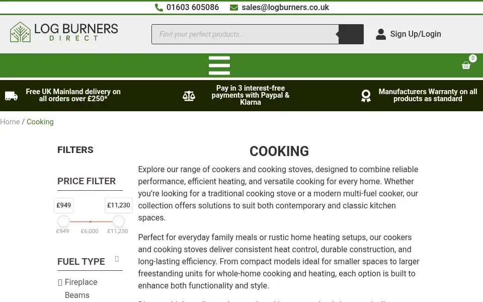 Screenshot of logburners.co.uk