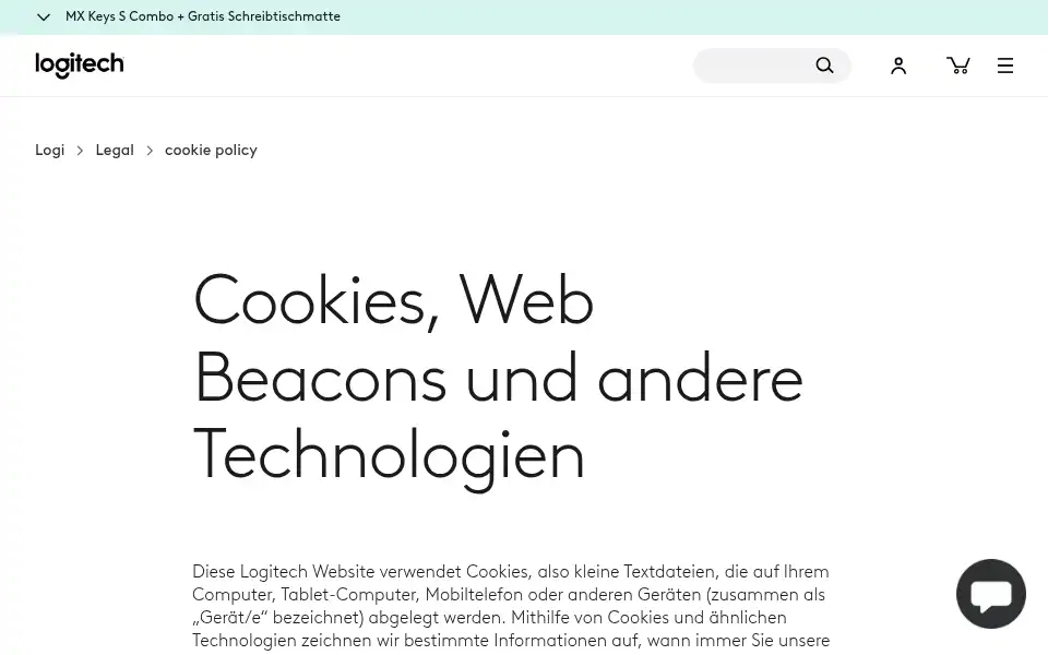 Screenshot of logitech.ch