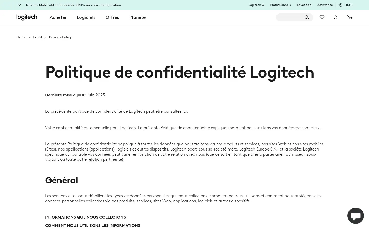 Screenshot of logitech.com