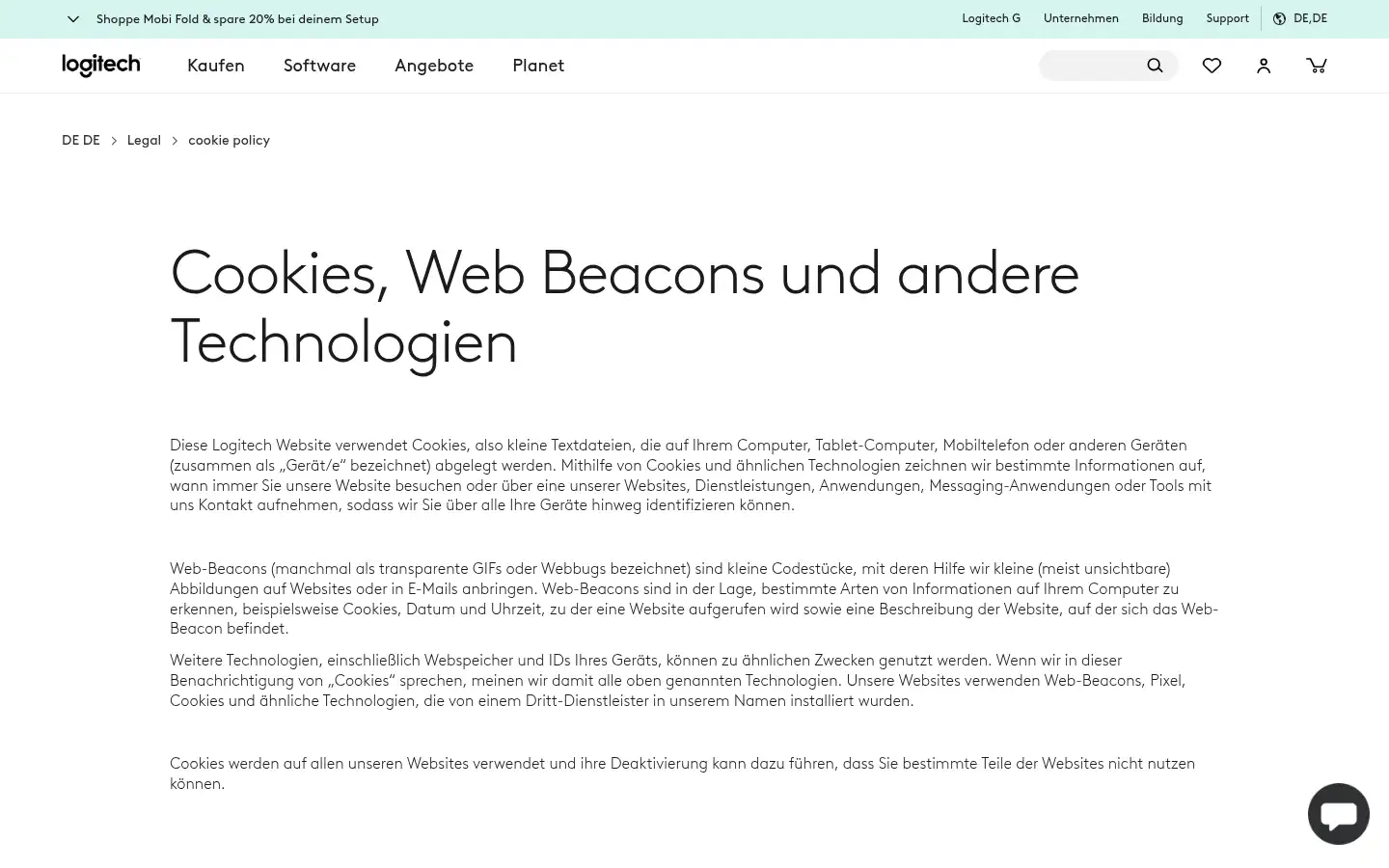 Screenshot of logitech.de