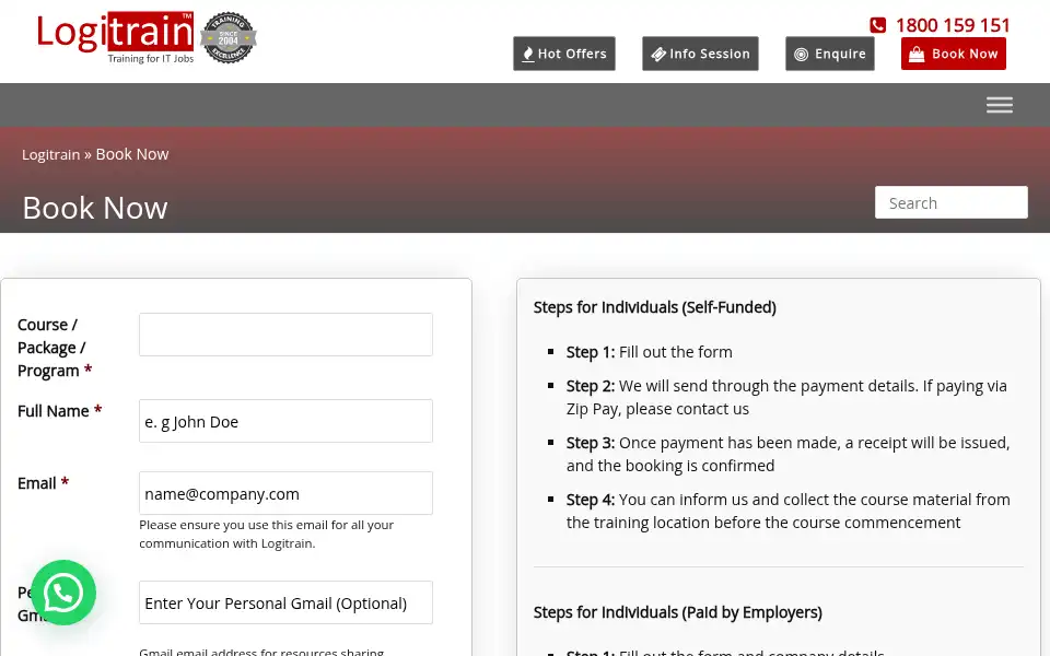 Screenshot of logitrain.com.au
