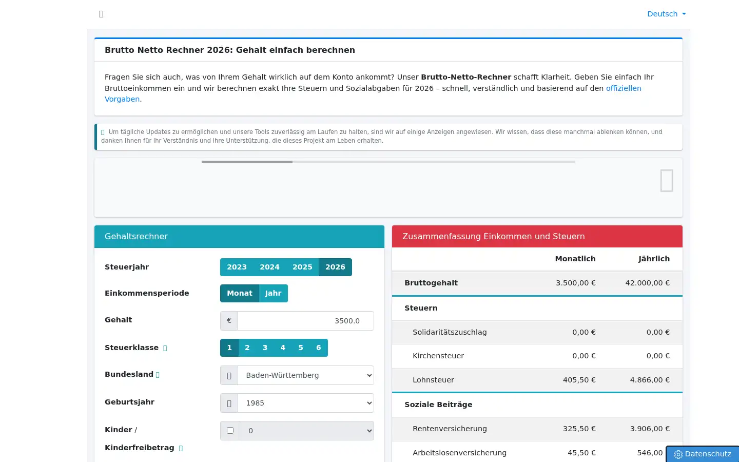 Screenshot of lohntastik.de