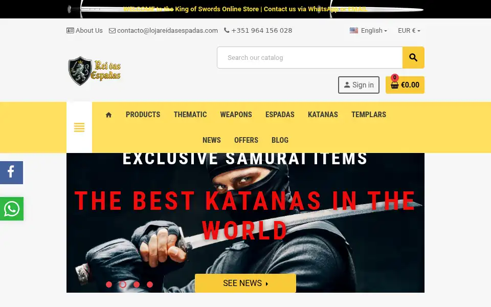 Screenshot of lojareidasespadas.com