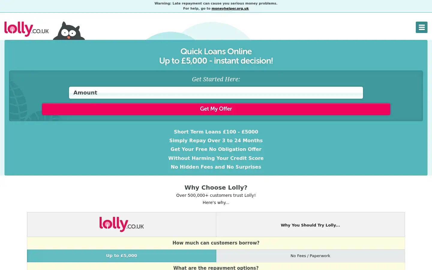 Screenshot of lolly.co.uk
