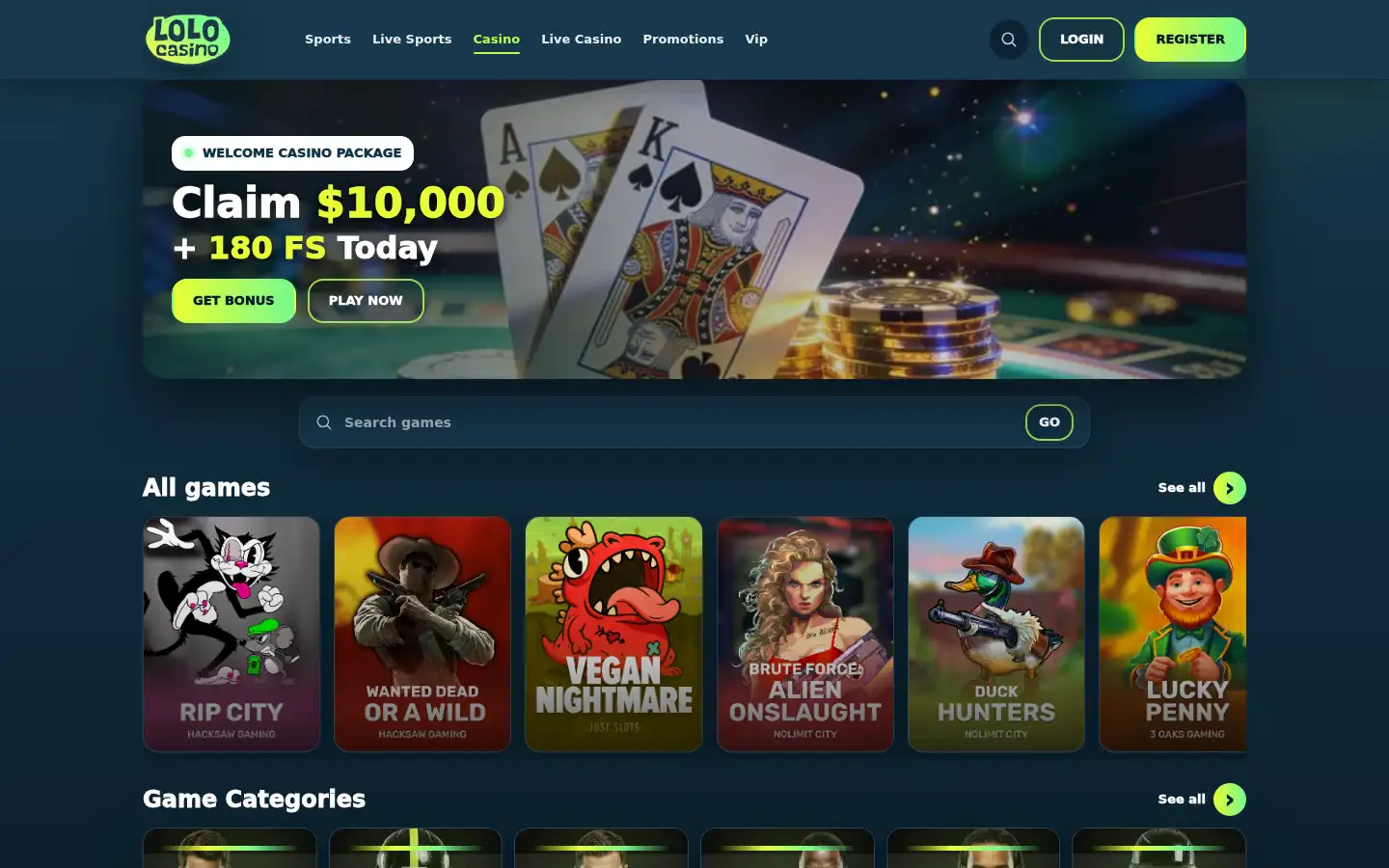 Screenshot of lolocasino.me