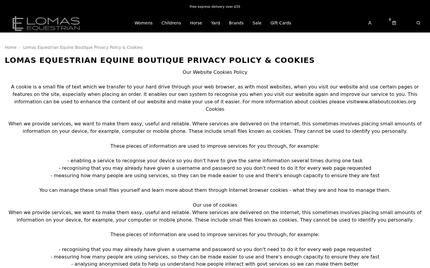 Screenshot of lomasequestrian.co.uk