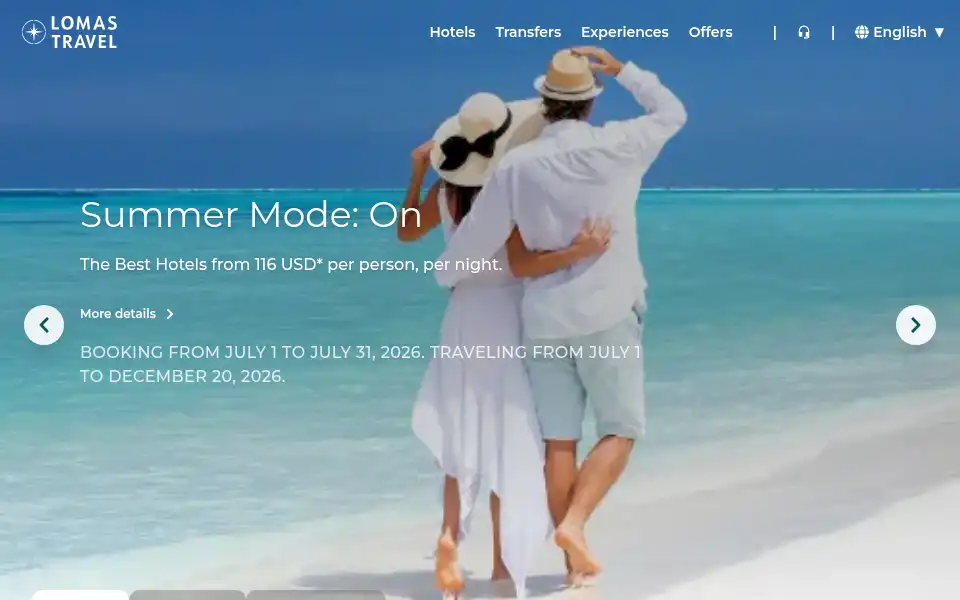 Screenshot of lomastravel.com