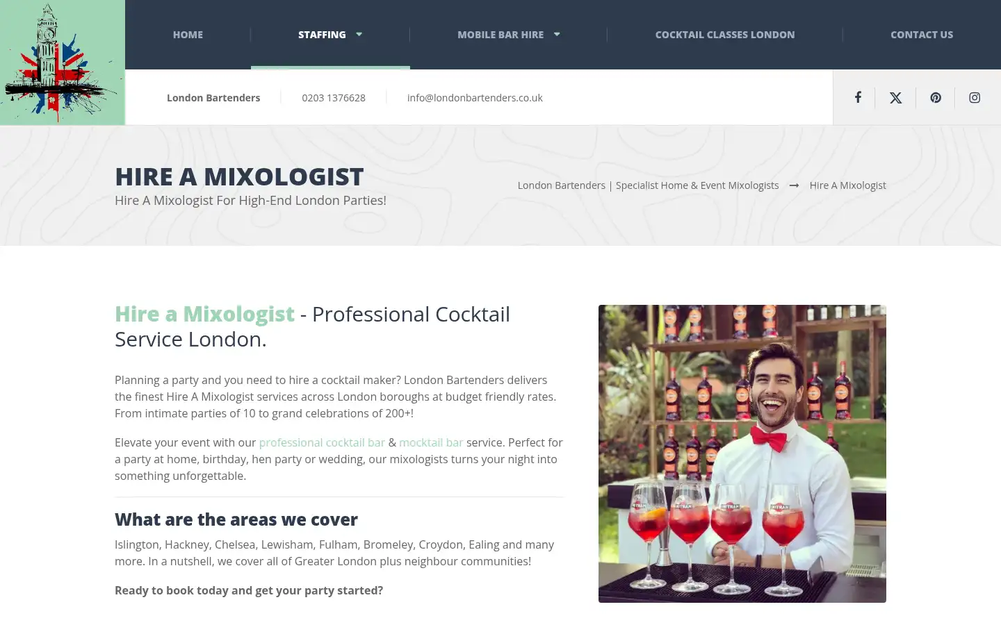 Screenshot of londonbartenders.co.uk