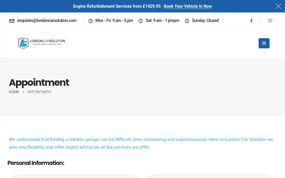 Screenshot of londoncarsolution.com