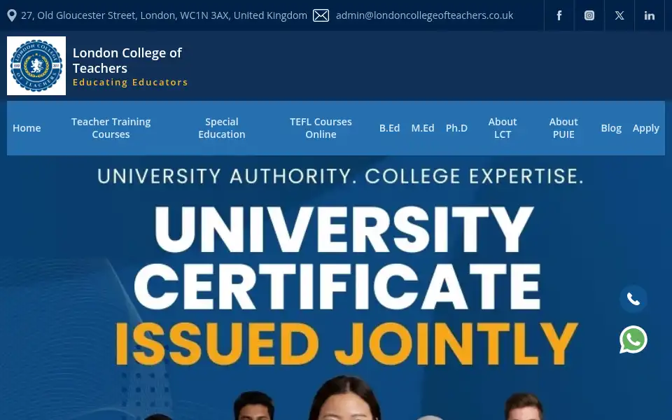 Screenshot of londoncollegeofteachers.co.uk