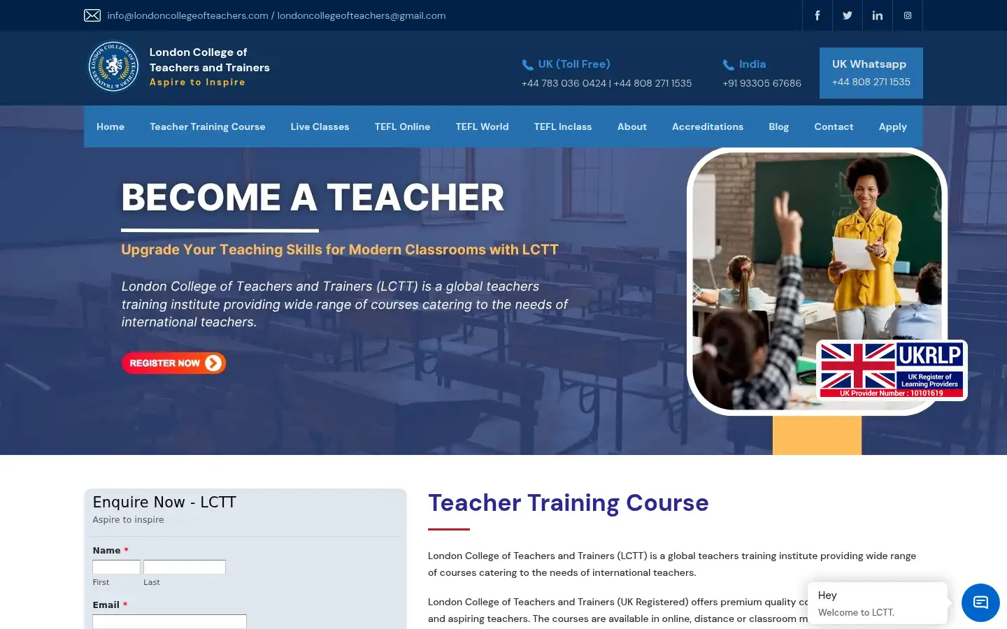 Screenshot of londoncollegeofteachers.com