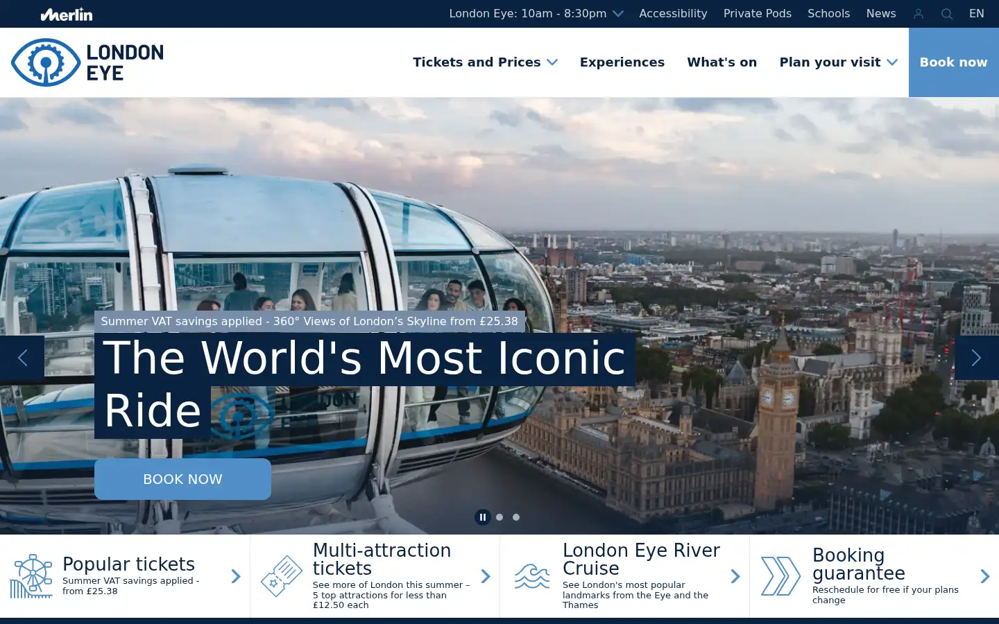 Screenshot of londoneye.com