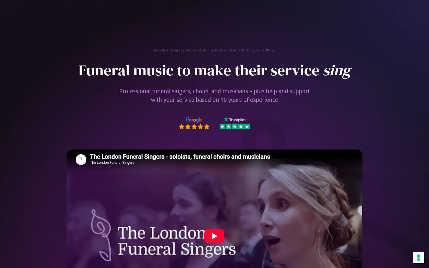 Screenshot of londonfuneralsingers.co.uk