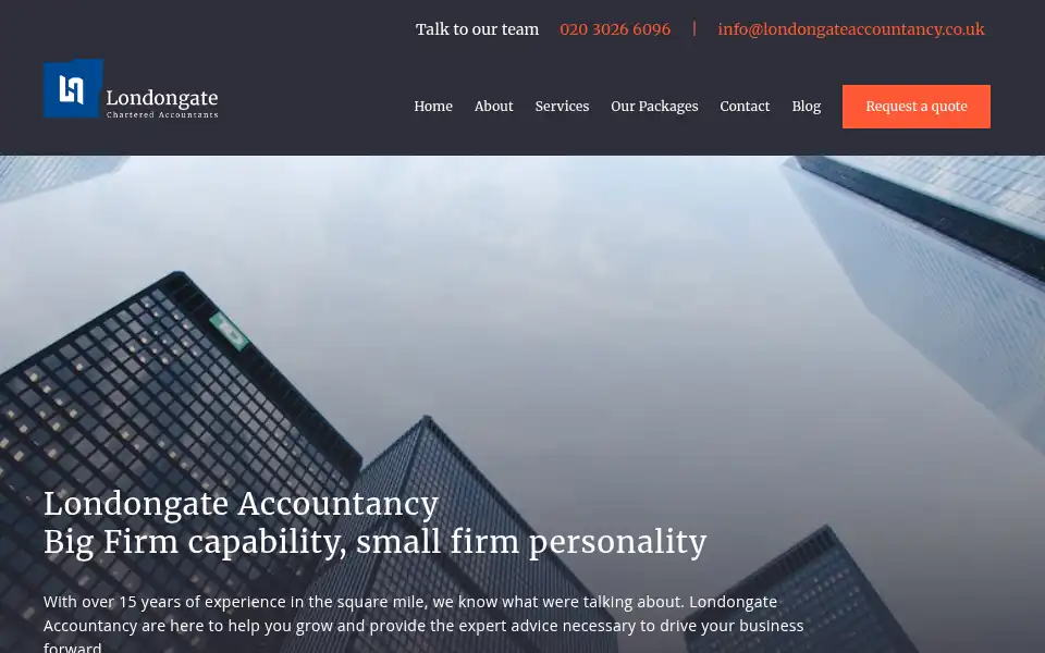 Screenshot of londongateaccountancy.co.uk