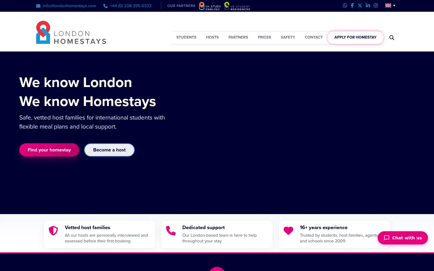 Screenshot of londonhomestays.com