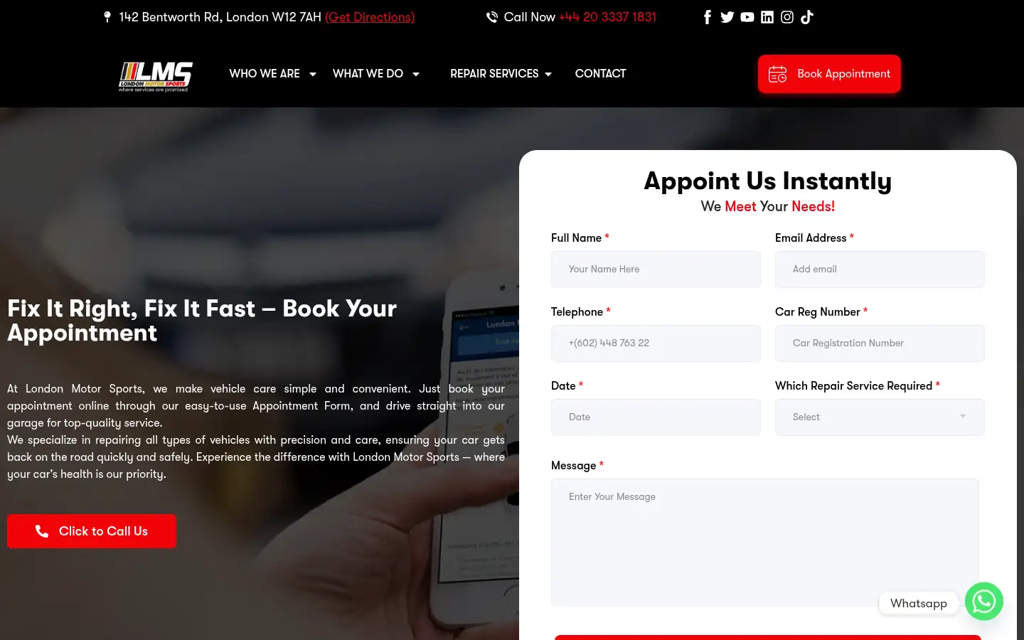 Screenshot of londonmotorsports.co.uk