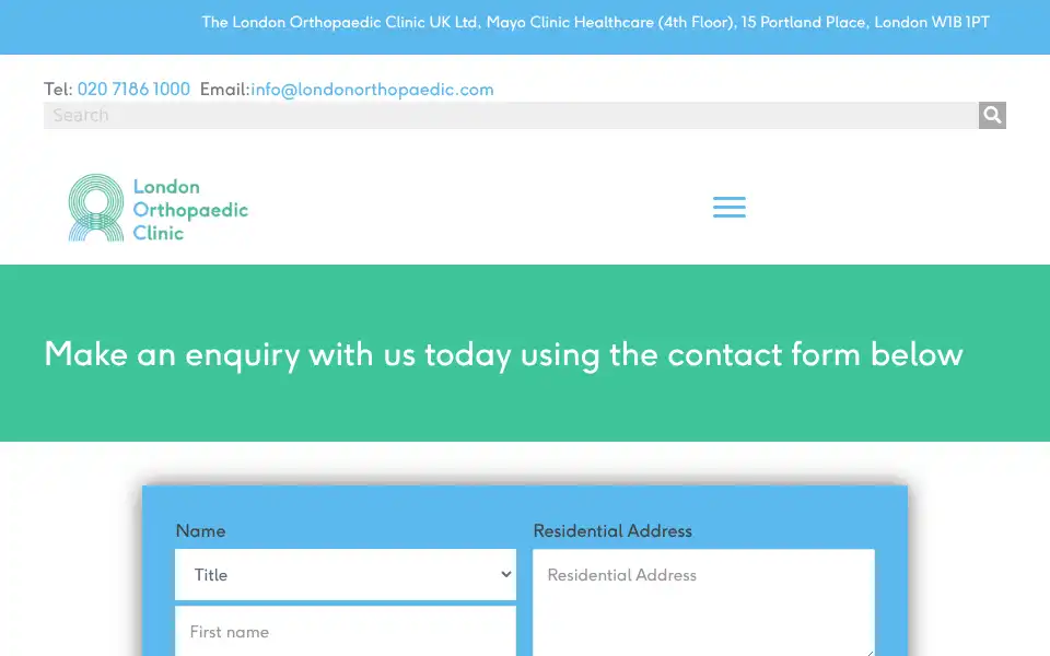 Screenshot of londonorthopaedic.com