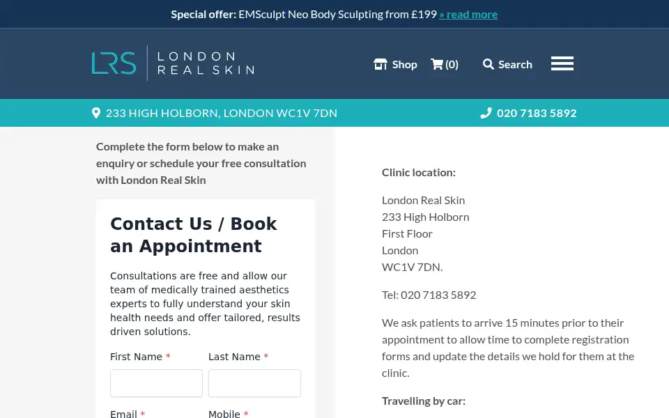 Screenshot of londonrealskin.com