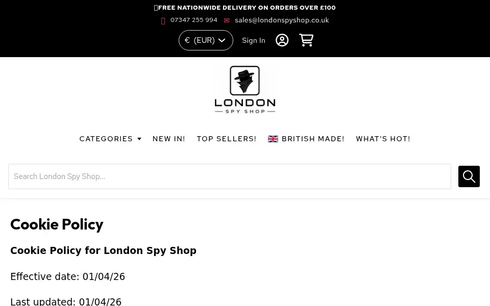 Screenshot of londonspyshop.co.uk