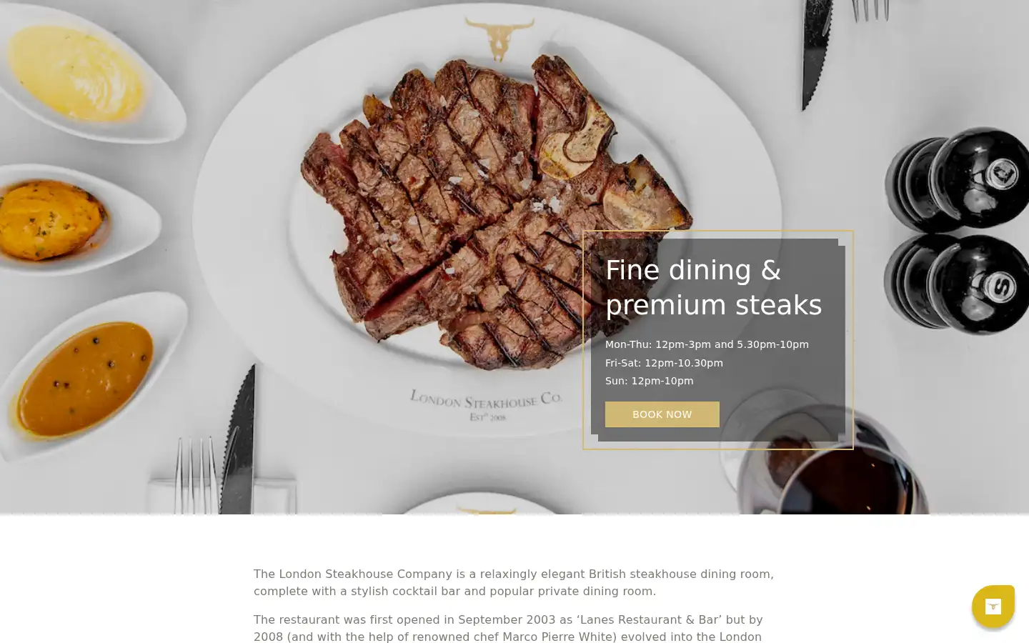 Screenshot of londonsteakhousecompany.com