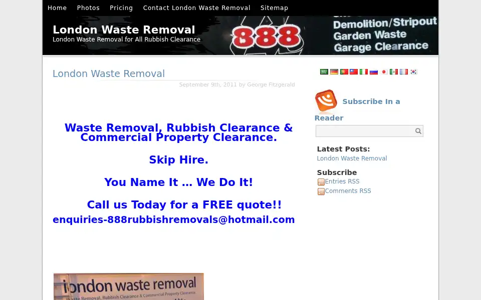 Screenshot of londonwasteremoval.com
