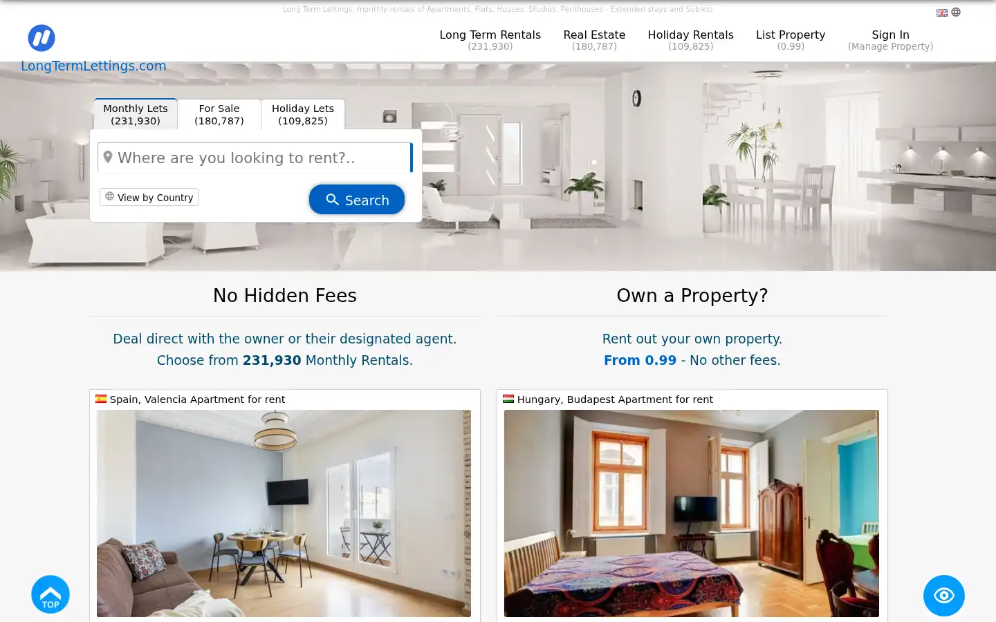 Screenshot of longtermlettings.com