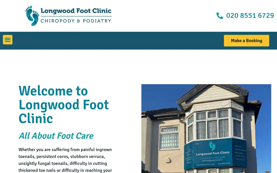 Screenshot of longwoodfootclinic.co.uk