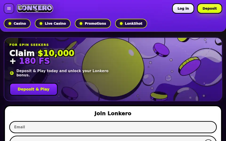 Screenshot of lonkerocasino.site