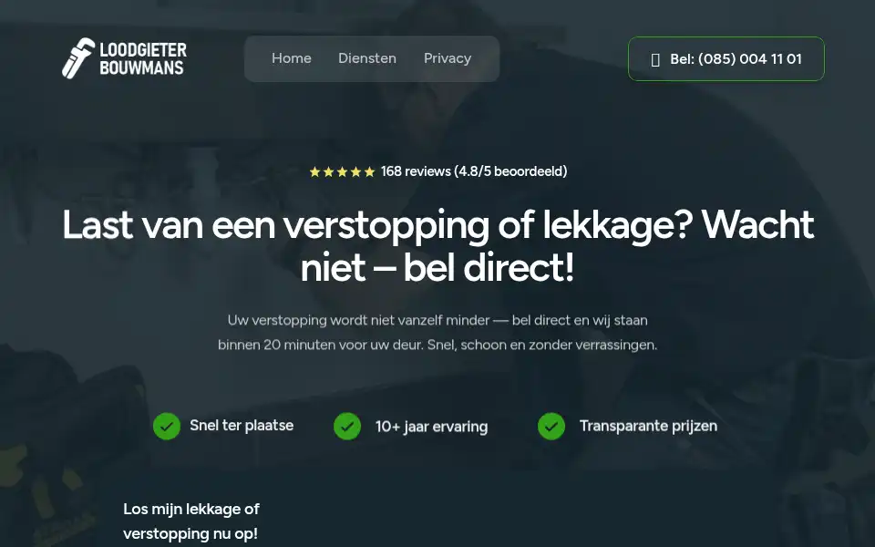 Screenshot of loodgieter-bouwmans.nl