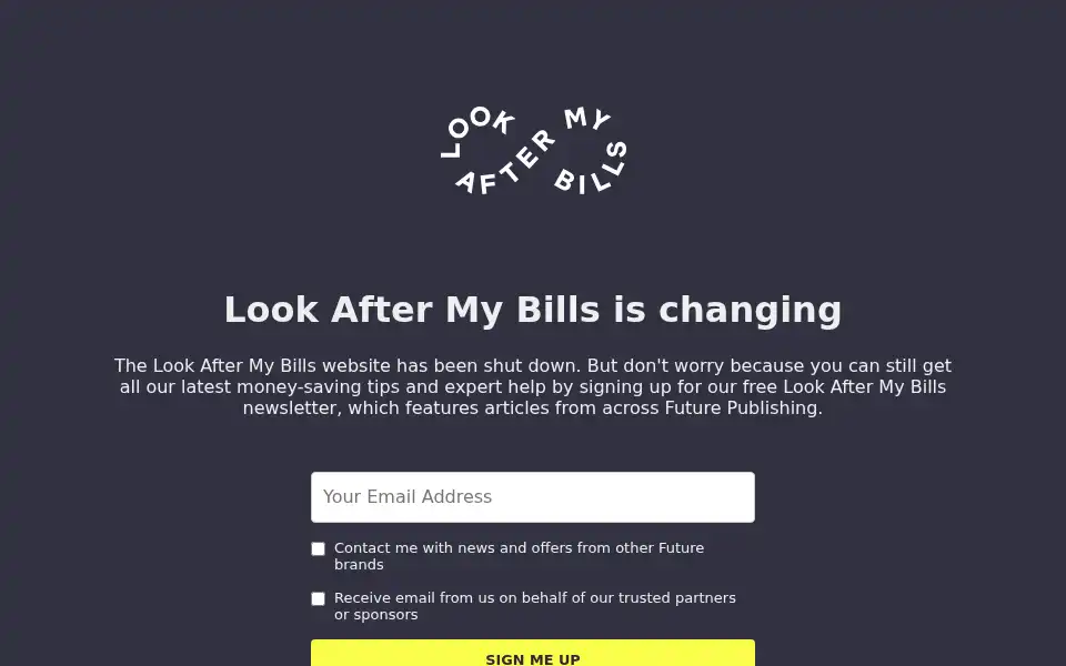 Screenshot of lookaftermybills.com