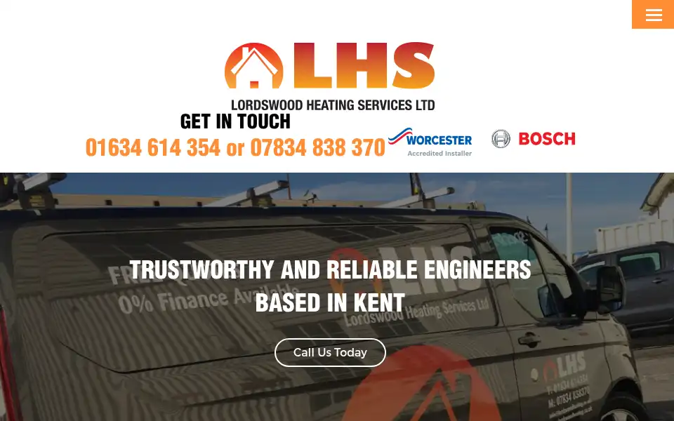 Screenshot of lordswoodheating.co.uk