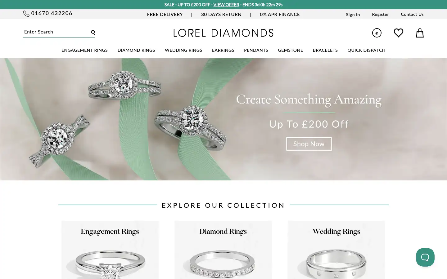 Screenshot of loreldiamonds.com