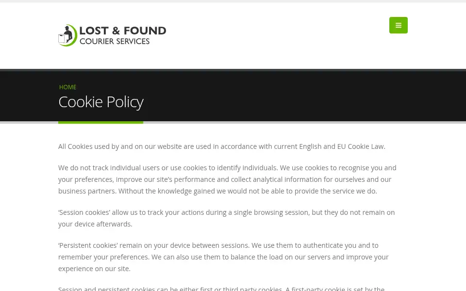 Screenshot of lostandfoundcouriers.com