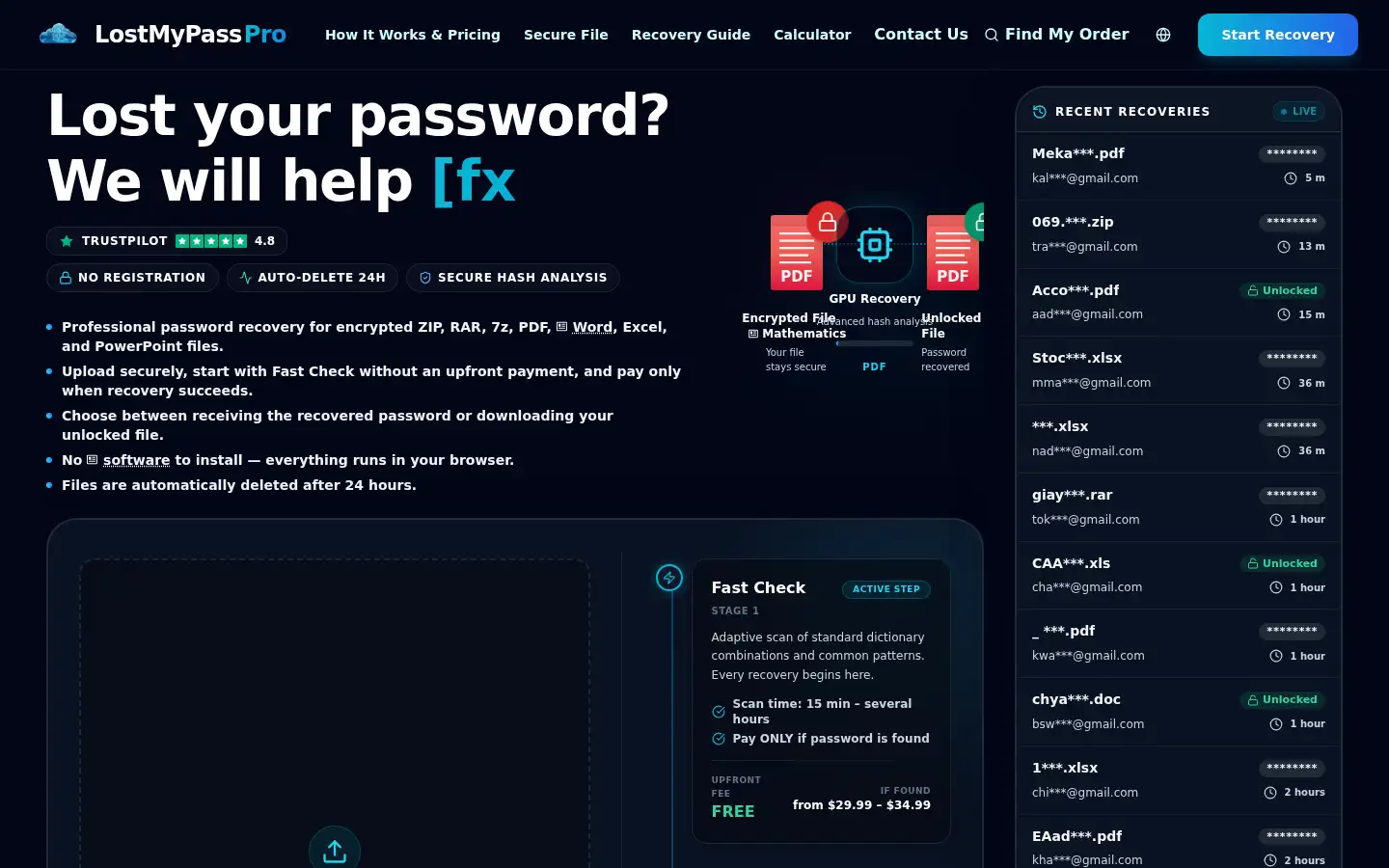 Screenshot of lostmypasspro.com