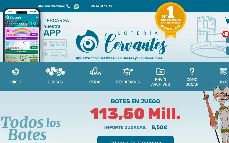 Screenshot of loteriacervantes.com