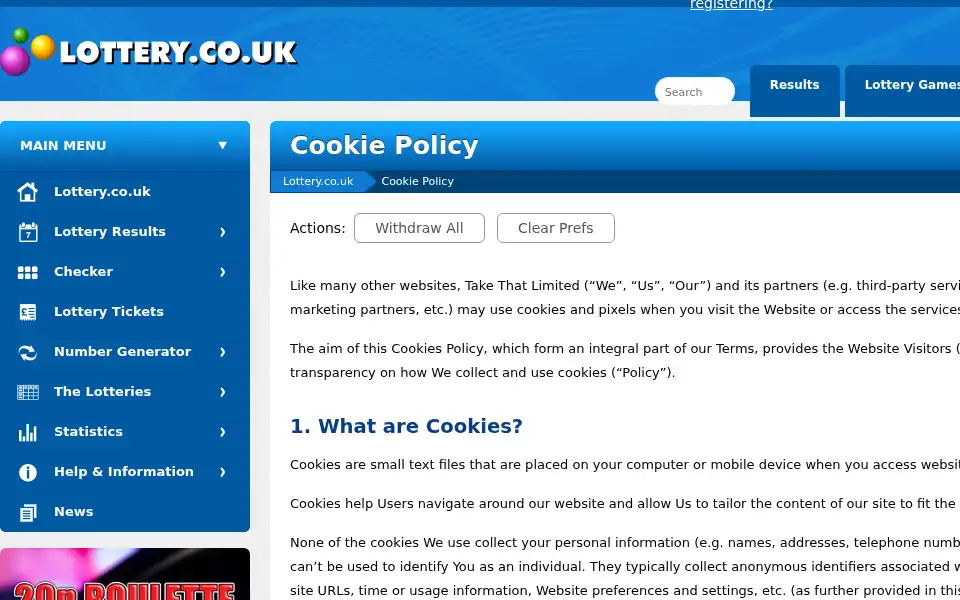 Screenshot of lottery.co.uk
