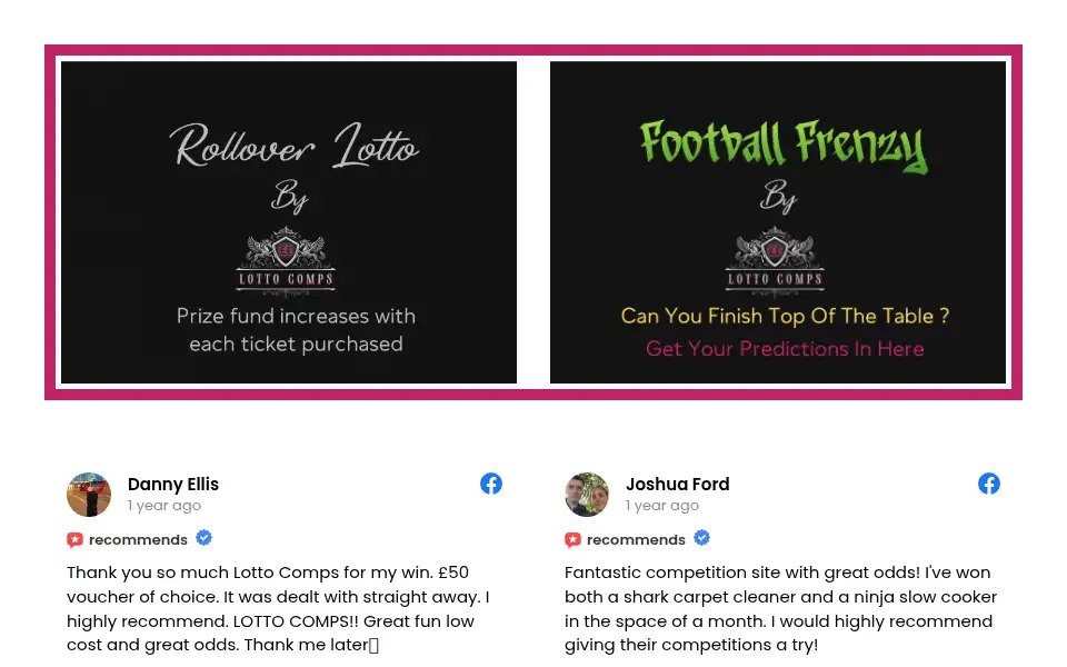 Screenshot of lottocomps.co.uk