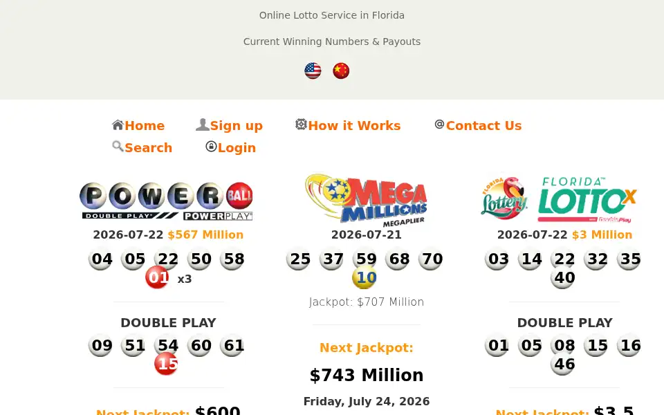 Screenshot of lottohitter.com