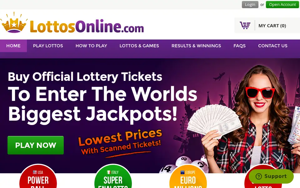 Screenshot of lottosonline.com
