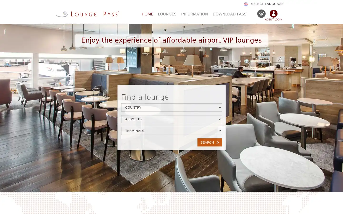 Screenshot of loungepass.com