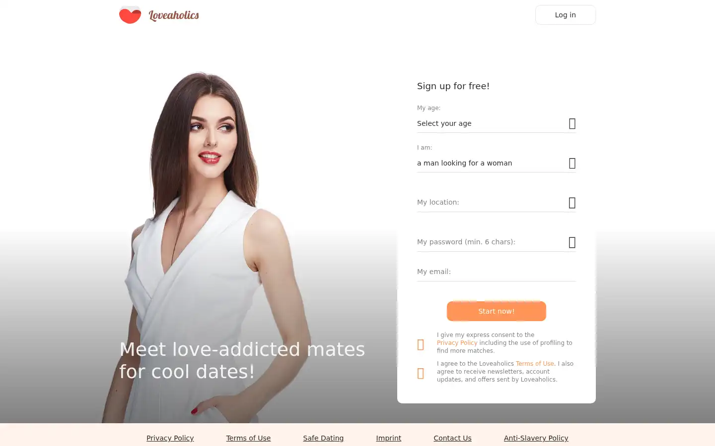 Screenshot of loveaholics.com