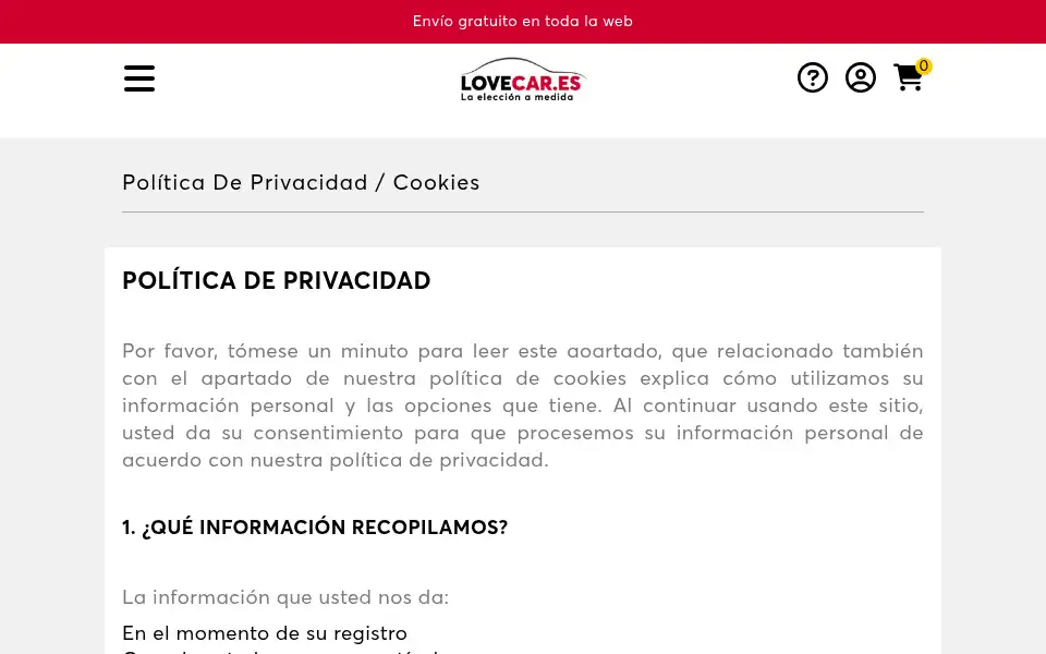 Screenshot of lovecar.es