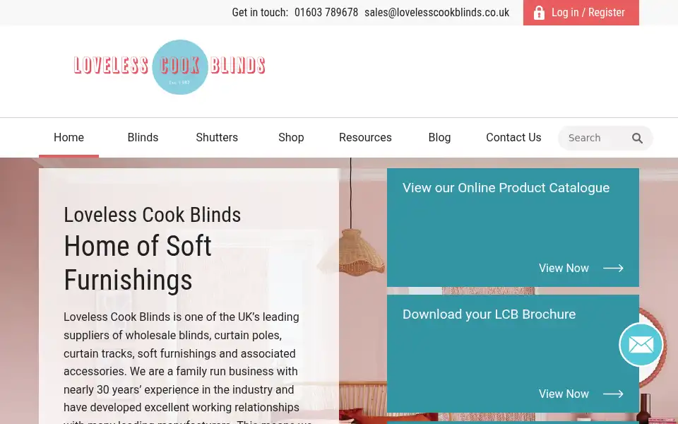 Screenshot of lovelesscookblinds.co.uk