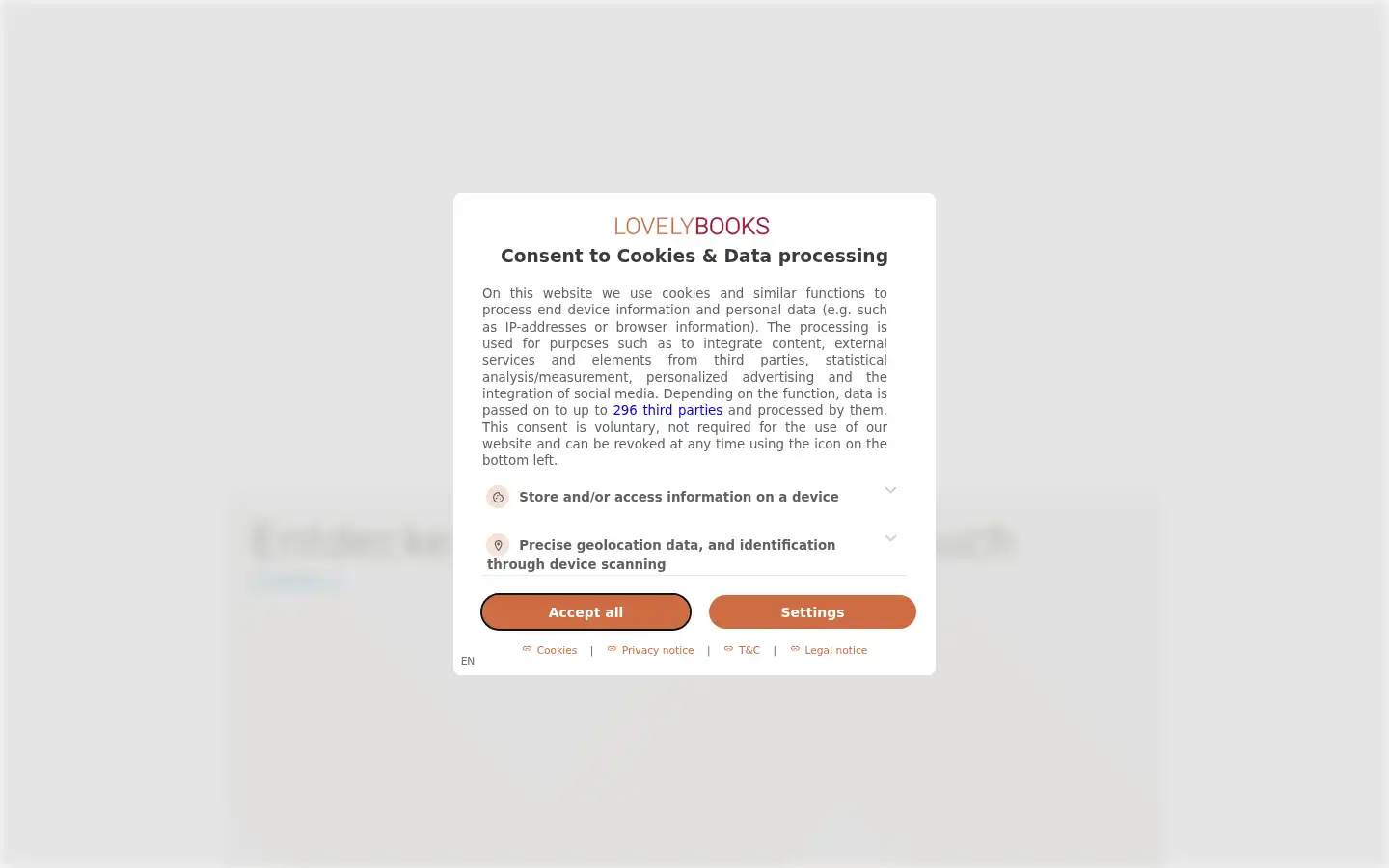 Screenshot of lovelybooks.de